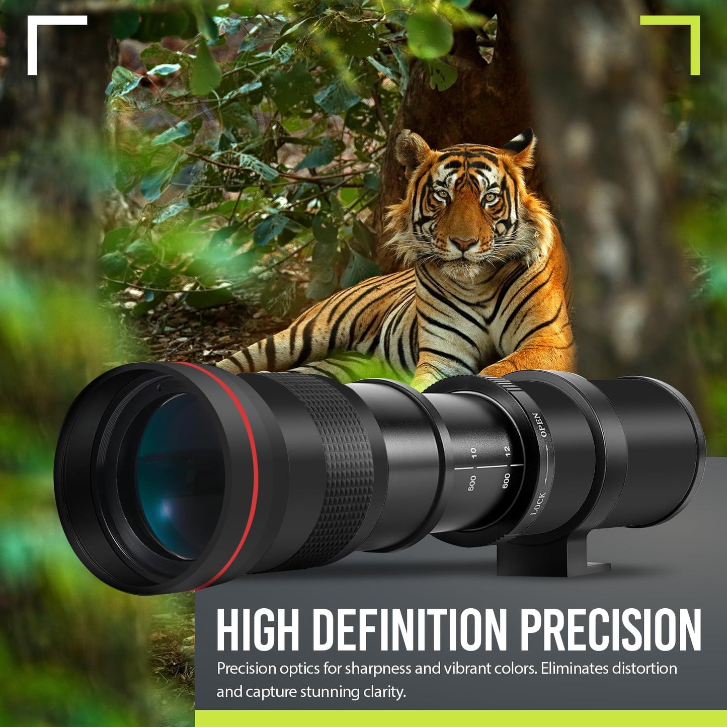 High Power 420-1600mm f/8.3 Manual Telephoto Zoom Lens for Canon EOS R EOS R3 EOS R5 EOS R6 EOS R6 II EOS R7 EOS R8 EOS R10 EOS R50 EOS R100 EOS RP Mirrorless Cameras