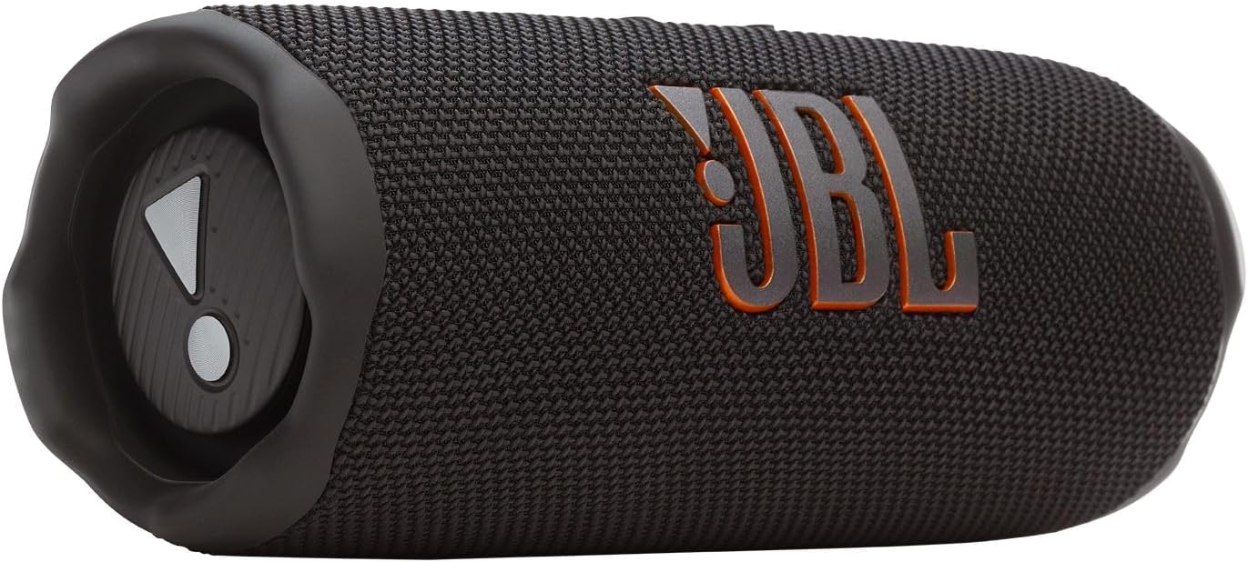 JBL Flip 7, Portable Speaker, Bluetooth Compatible, IP68 Dustproof, Waterproof, USB-C & App Compatible, Lanyard & Carabiner Included, AURA CAST Multi-Speaker Connection, Black, JBLFLIP7BLK