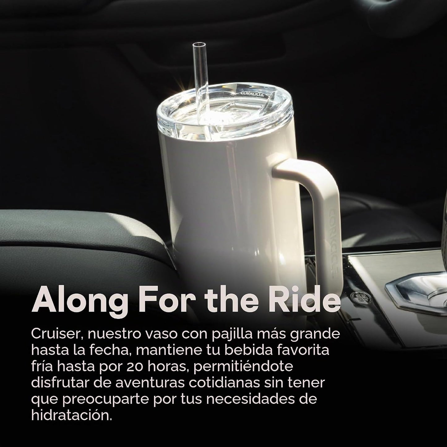Corkcicle Cruiser - Vaso aislado con asa y pajilla, mantiene las bebidas frías 20 horas, triple aislamiento, regalo de verano, mantiene las bebidas heladas, 40 onzas, Princesa Ariel