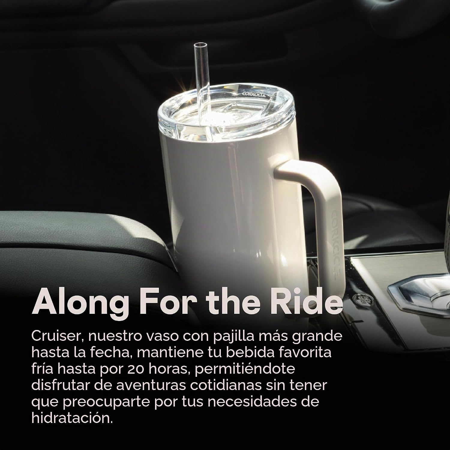 Corkcicle Cruiser - Vaso aislado con asa y pajilla, mantiene las bebidas frías 20 horas, triple aislamiento, regalo de verano, mantiene las bebidas heladas, 40 onzas, Princesa Ariel