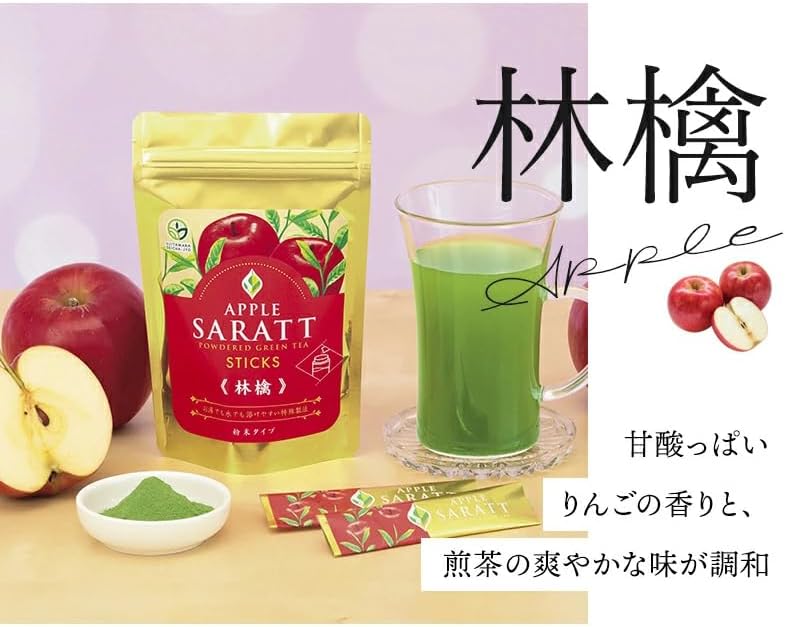 Kyoto Ujitawara Tea House 27493 Powdered Sencha Tea Tea, Smooth, 3 Flavors, 18 Bags (6 Sticks x 3 Types), Peach, Lemon, Apple