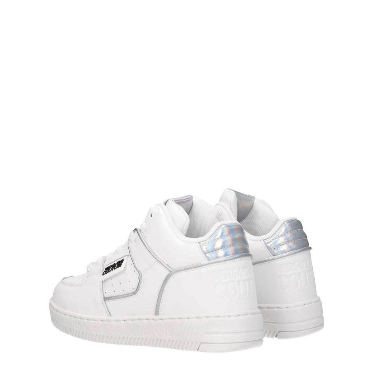 Versace ヴェルサーチジーンズスニーカークチュールレザーホワイト/シルバー - Image 5