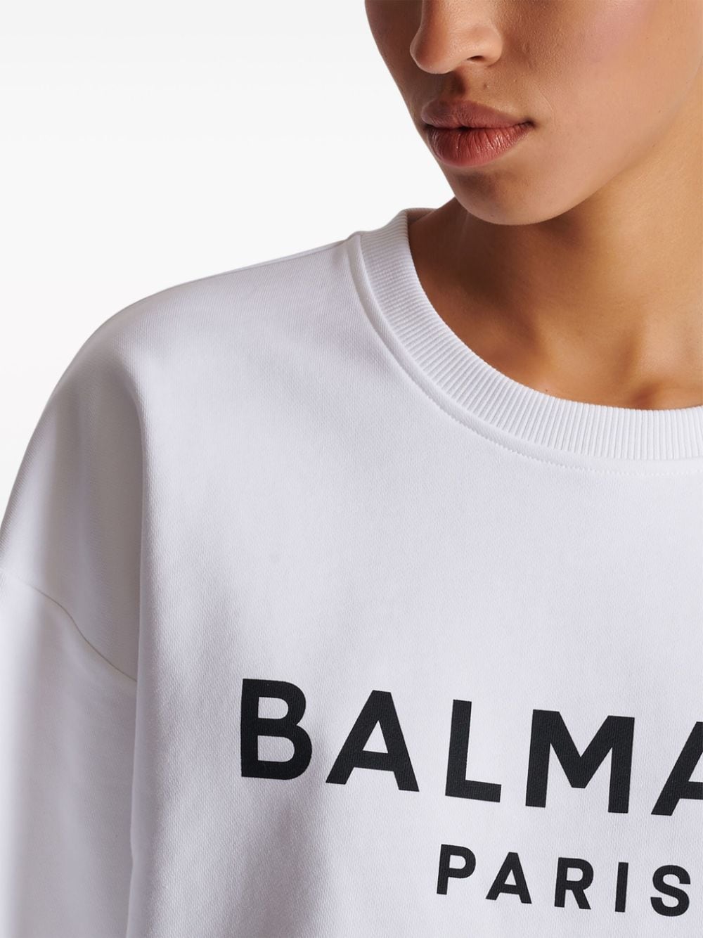 Balmainロゴオーガニックコットンクロップドスウェットシャツ - Image 5