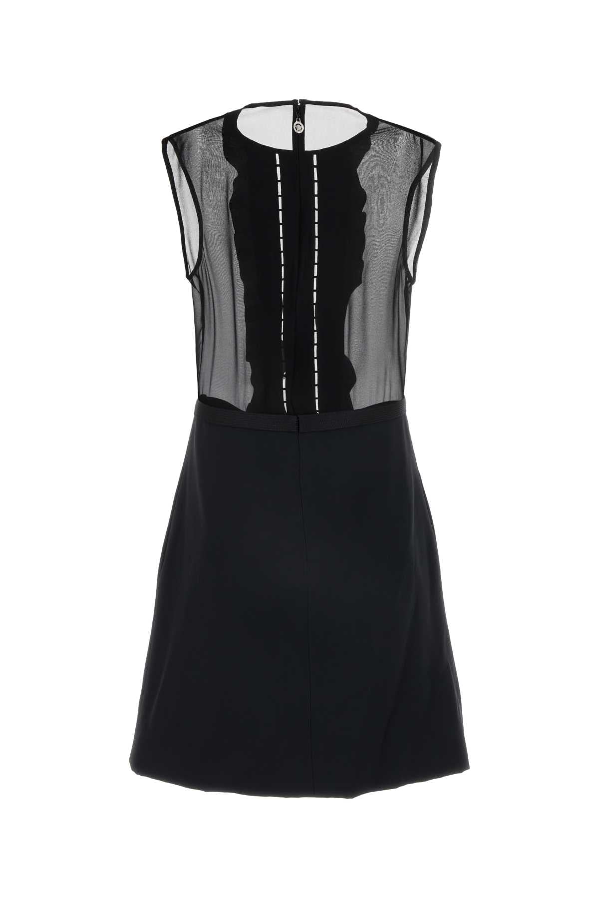 Versace ヴェルサーチブラックジョーゼットミニドレス - Image 5