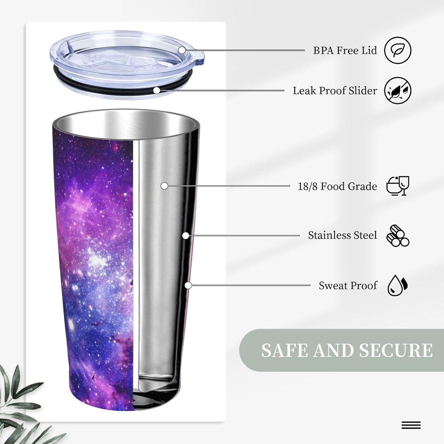Vaso de 20 onzas con tapa y popote para mujeres y hombres, con aislamiento de cielo estrellado, universo del espacio exterior, vaso de acero inoxidable de doble pared al vacío, taza de café