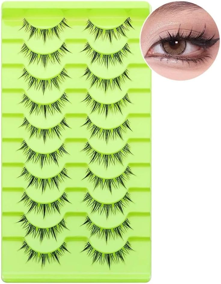 10 Pairs Cartoon False Eyelashes Korean Asian False Eyelashes Anime False Eyelashes Japanese Makeup False Eyelashes Spiky False Eyelashes (Y40)