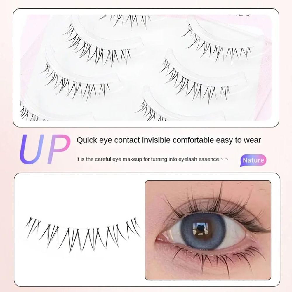 5 Pairs Lower Eyelashes Small Flame Transparent Stem Eyelash Extensions 1:1 Shrink Eye Makeup Tools Beauty