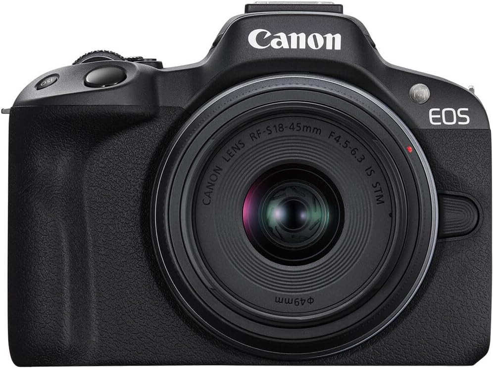 Canon EOS R50 Mirrorless Camera Kit - APS-C RF Camera with 18-45mm Lens, 4K Video, Dual Pixel AF II & Variable Angle Touch Screen (5811C012) + Canon Shoulder Bag + 64GB Memory Card