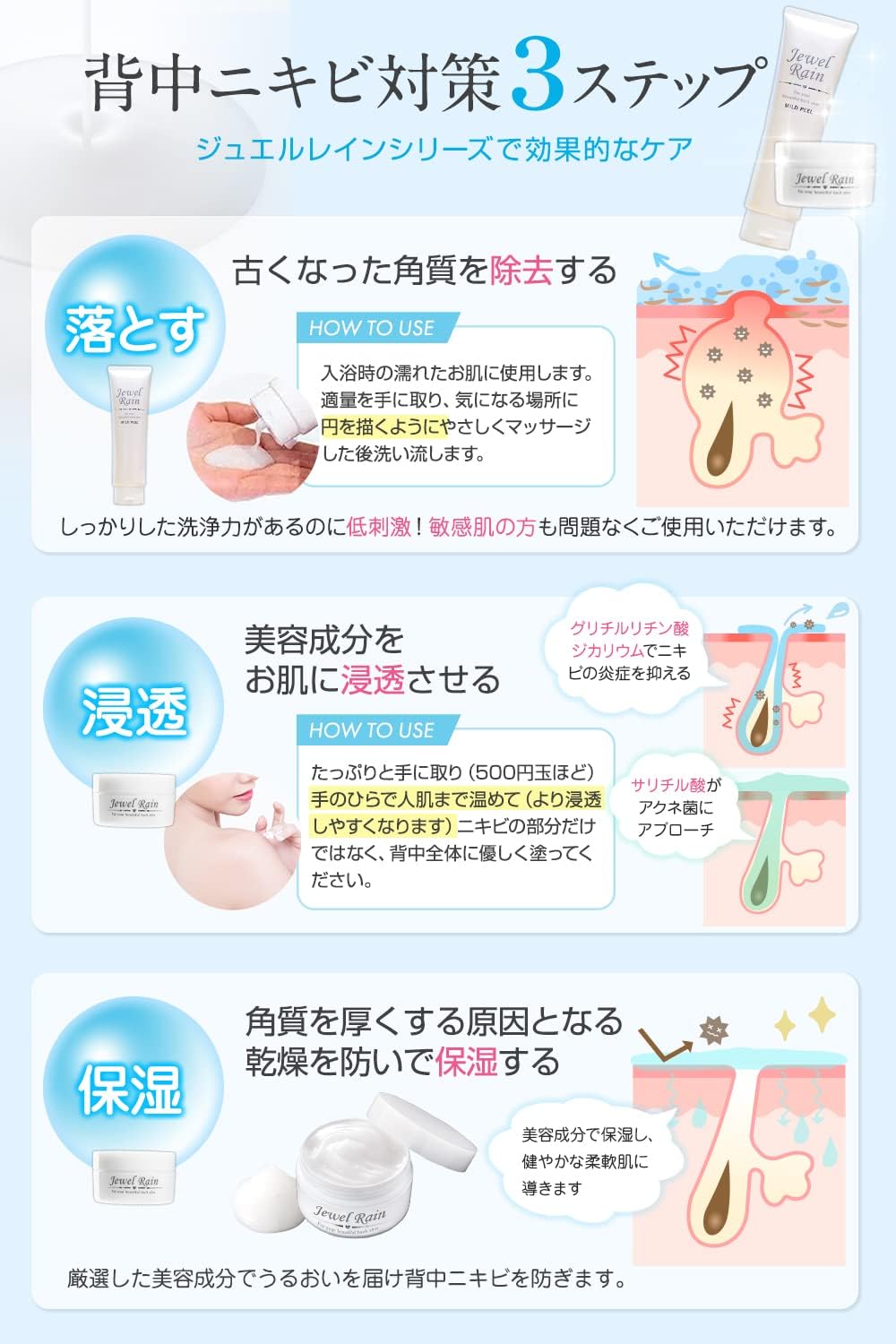 Jewel Rain All-in-One Gel, Acne Scars, Acne Care, 2.1 oz (60 g) / 1 Month Worth, Additive-free, Naturally Derived Ingredients, Made in Japan