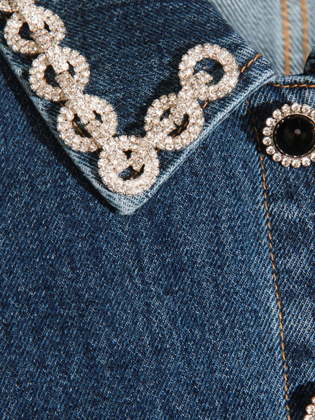 Self セルフポートレートデニムクリスタルトリムカラードレス - Image 5