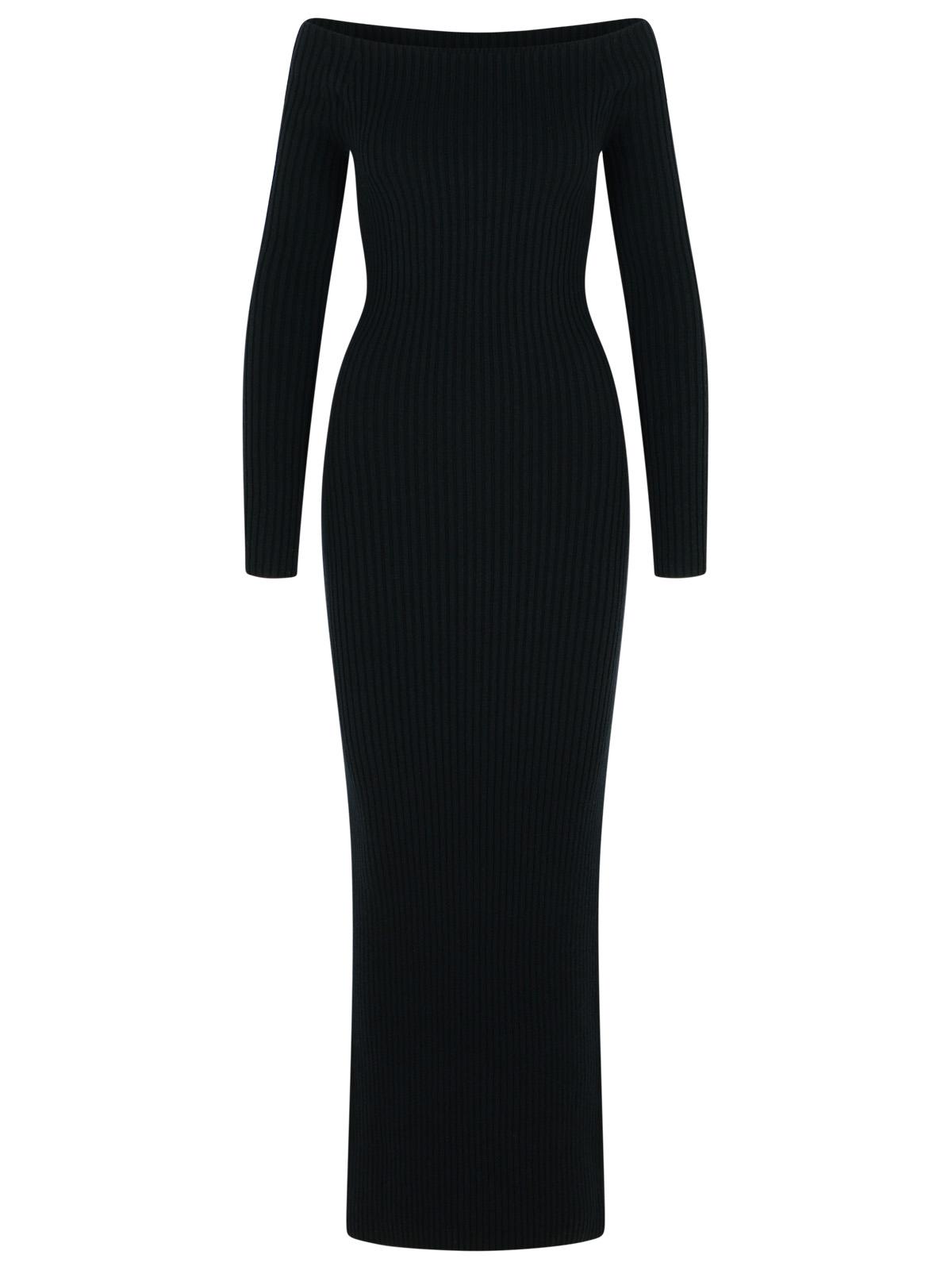 Max マックス・マラ 'アルネス1234'黒いウールとキャッシュミーアのシースドレス - Image 5