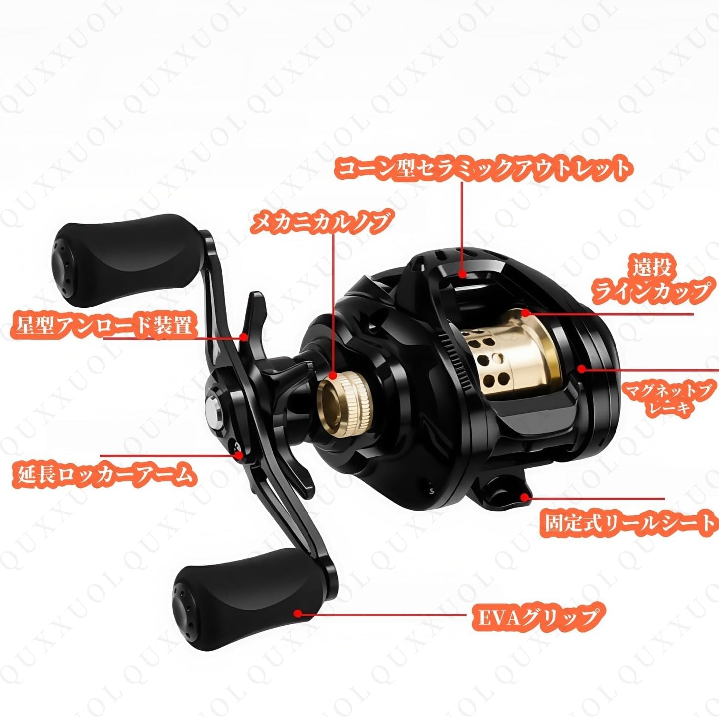 Bait Fishing Reel 7.3:1 Gear Ratio Digital Fishing Reel 10 Speed Magnetic Brake Fish Shot Alarm System Double Bearing 15kg Load Capacity Conical Line Exit Design Fast Line Exit Long Casting