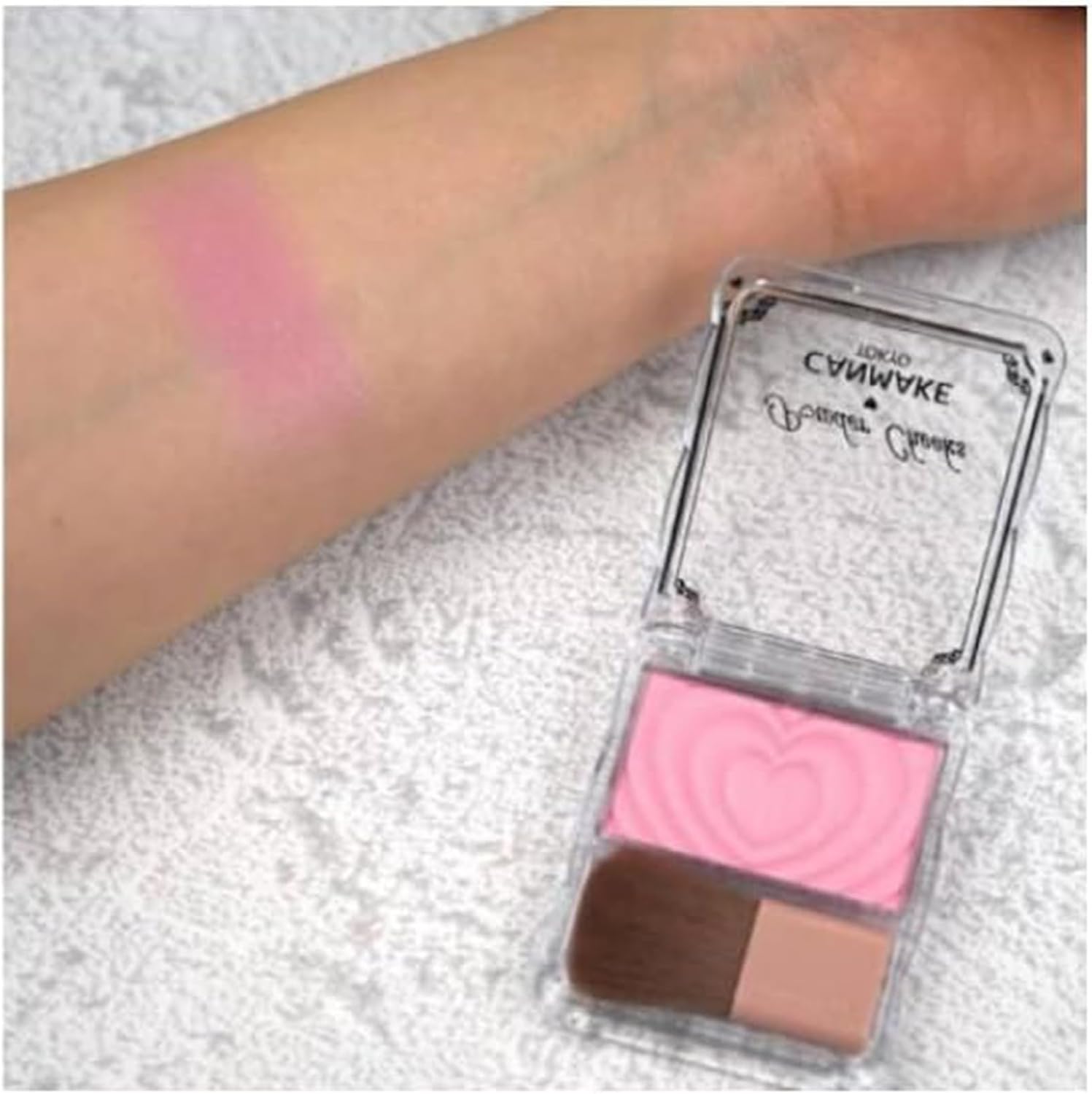 Canmake Powder Cheeks P02 Little Shy Pink, 0.07 oz (1.8 g), Teak Transparent, Clear, Glossy, Pink