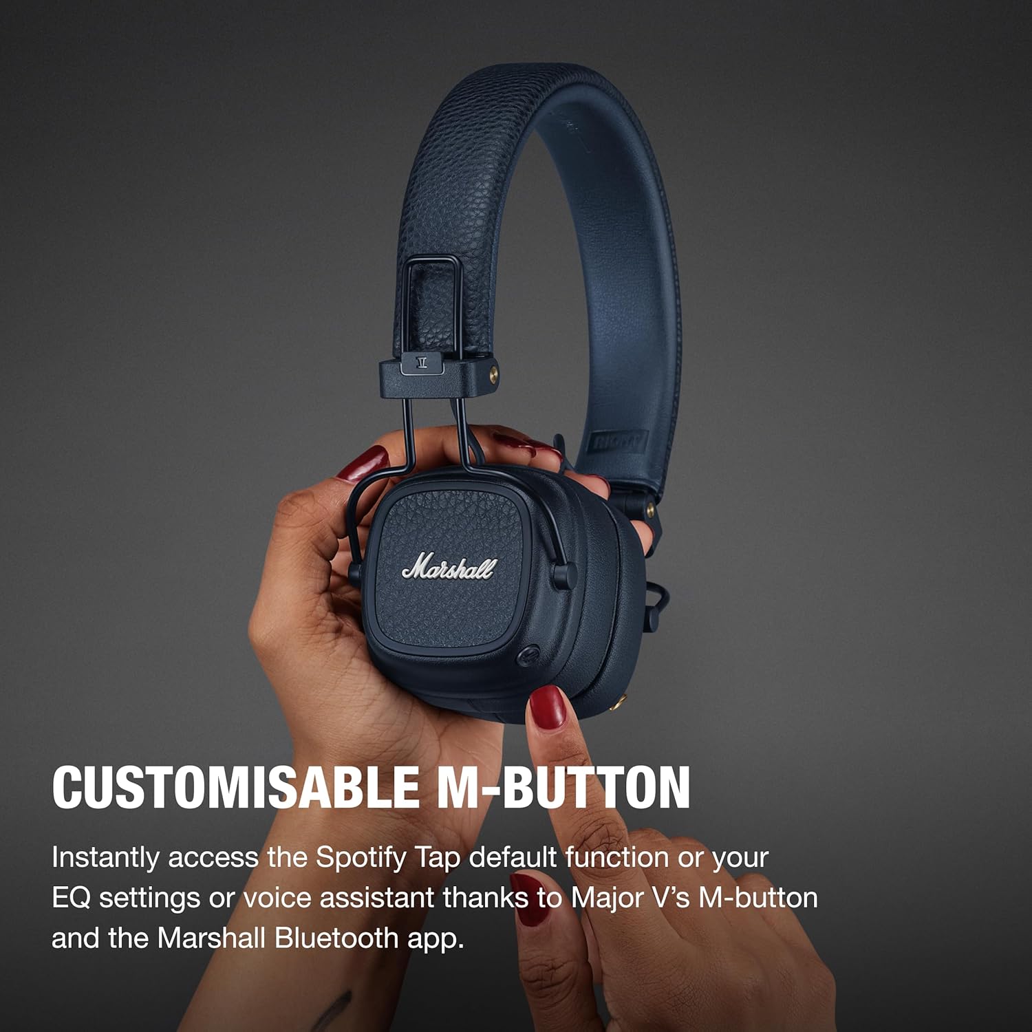 Marshall Wireless On-Ear Headphones Major V Midnight Blue Bluetooth / 100 Hours Continuous Playback / Qi Charging Compatible / Call Support [Domestic Genuine Product]