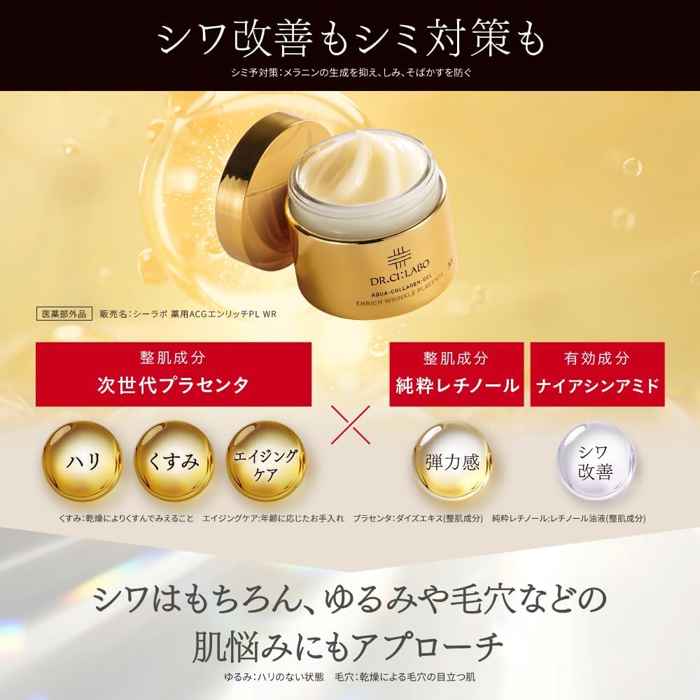 New (Exclusive) Medicinal Aqua Collagen Gel Enrich Wrinkle Placenta, 7.1 oz (200 g) Set, Pure Retinol, Niacinamide, Dried, Fine Lines, Stains, Highly Moisturizing, UV Rays, Present,