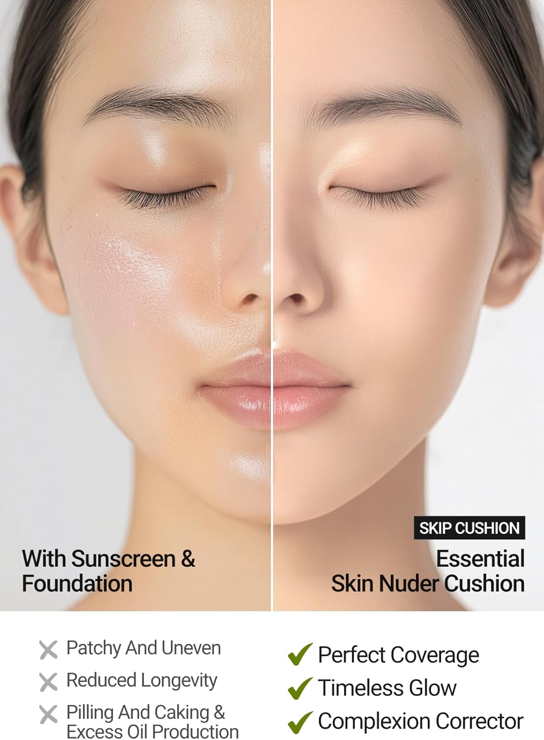 JUNG SAEM MOOL Japan Official Skin Nudor Cushion Refill Included SPF 50+/PA+++ (Light) [JUNGSAEMMOOL] (Cushion Foundation Makeup Base Makeup Korean Cosmetics)