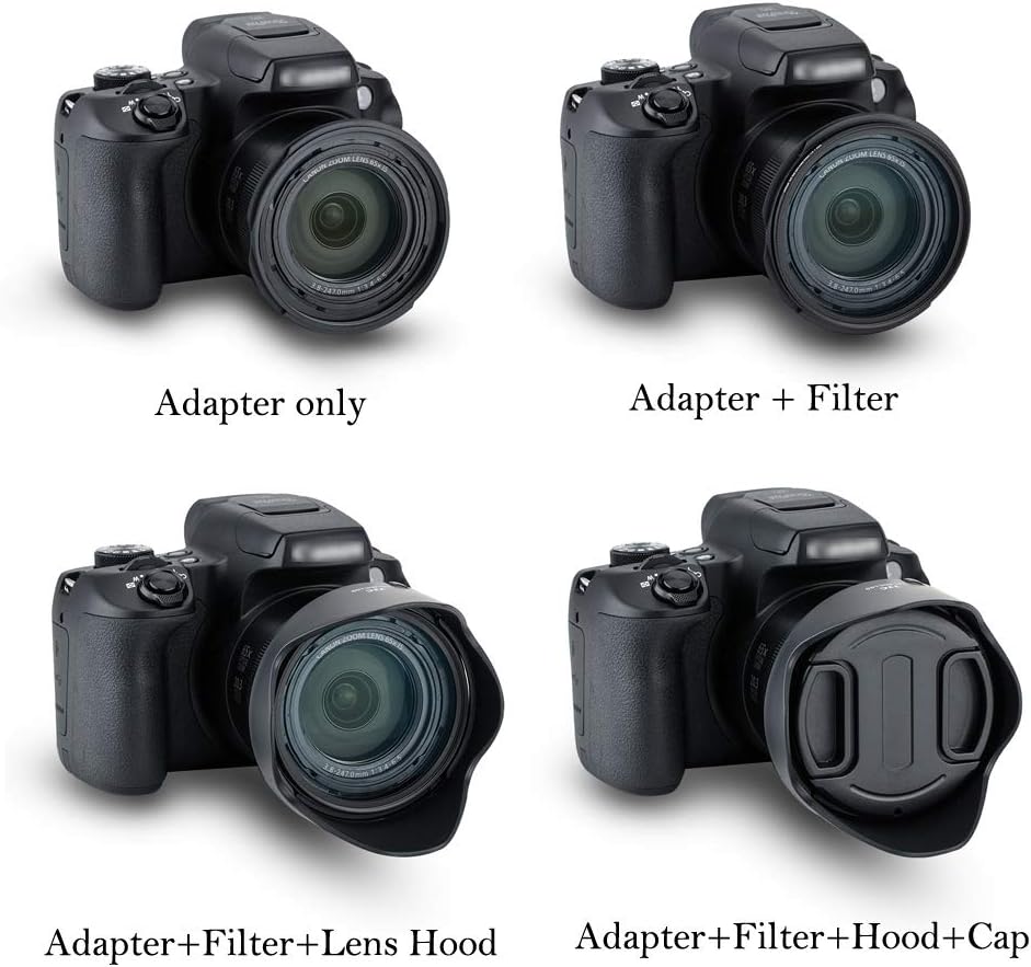 67mm Lens Hood Shade & Filter Adapter Canon PowerShot SX70 HS SX540 HS SX530 HS SX520 HS G3 X SX60 HS SX50 HS SX40 HS SX30 SX20 is a replacement for Canon LH-DC100 & FA-DC67B
