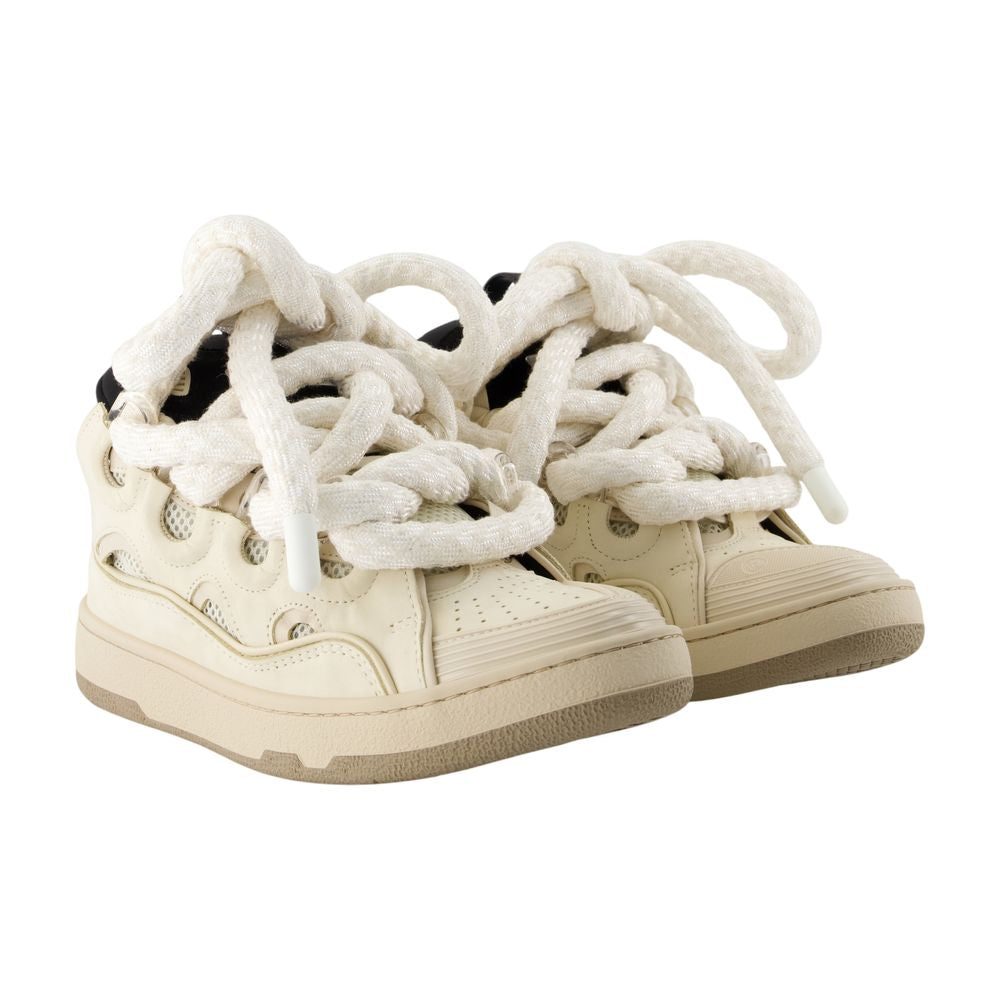 Lanvin 縁石スニーカーランビンレザーベージュ - Image 5
