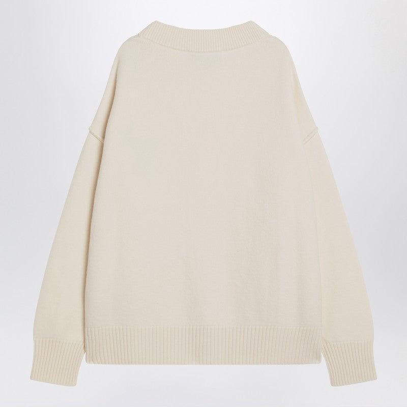 Ami Ami Paris Ami De Coeur White Wool Cardigan - Image 5