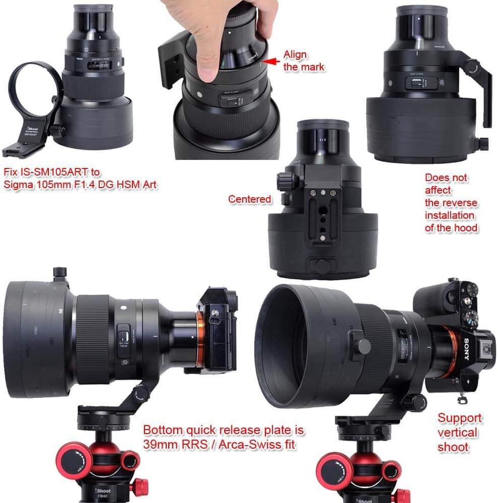 iShoot 82mm Camera Ring Tripod Mount Ring, Lens Support Collar, Lens Bracket Collar, Tripod Socket, Sigma 100-400mm f/5-6.3 DG DN OS & Sigma 105mm f/1.4 DG HSM Art, Bottom Quick Release Plate with 1/4