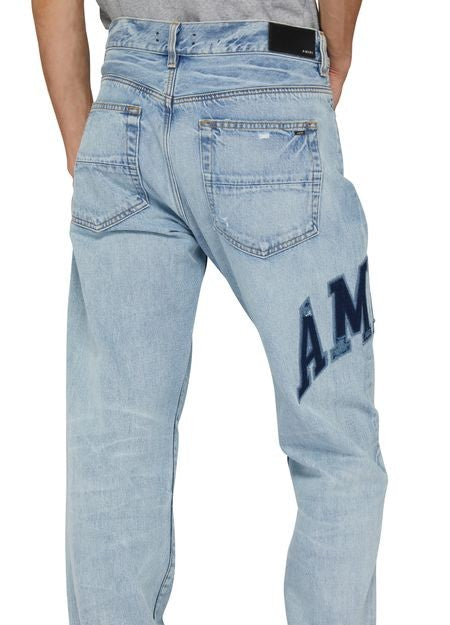 AMIRI バーシティ ロゴ入り リペア ストレートジーンズ - Image 5