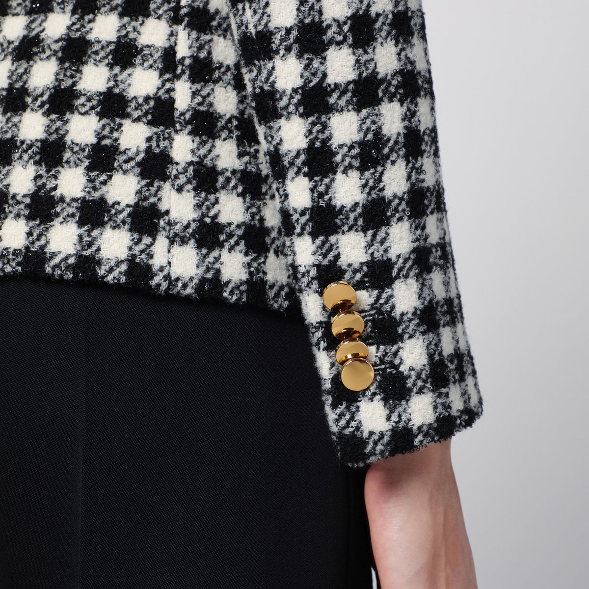 Tagliatore Tagliatore Black/White Double Bestoded Checked Jacket - Image 5