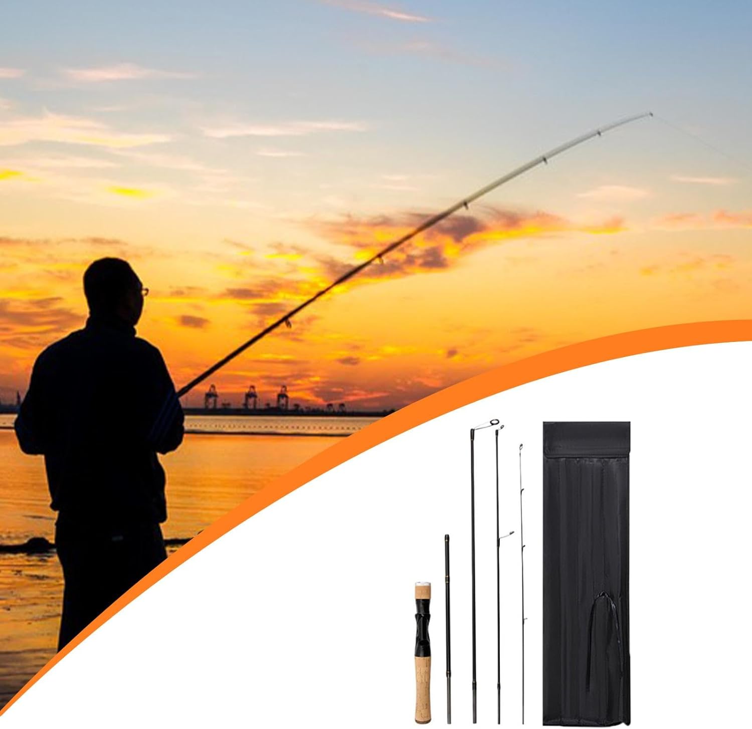 Milageto 5 Section Fishing Rod Casting and Spinning Rod Portable Carbon Fiber Fishing Rod Split Design for Surf, Xander, Bass