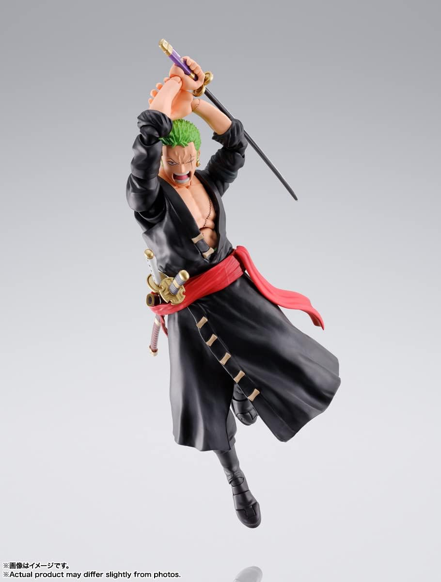 BANDAI SPIRITS S.H. Figuarts ONE PIECE Roronoa Zoro - Onigashima Invasion - Approx. 5.9 inches (150 mm), ABS & PVC, Pre-painted Action Figure