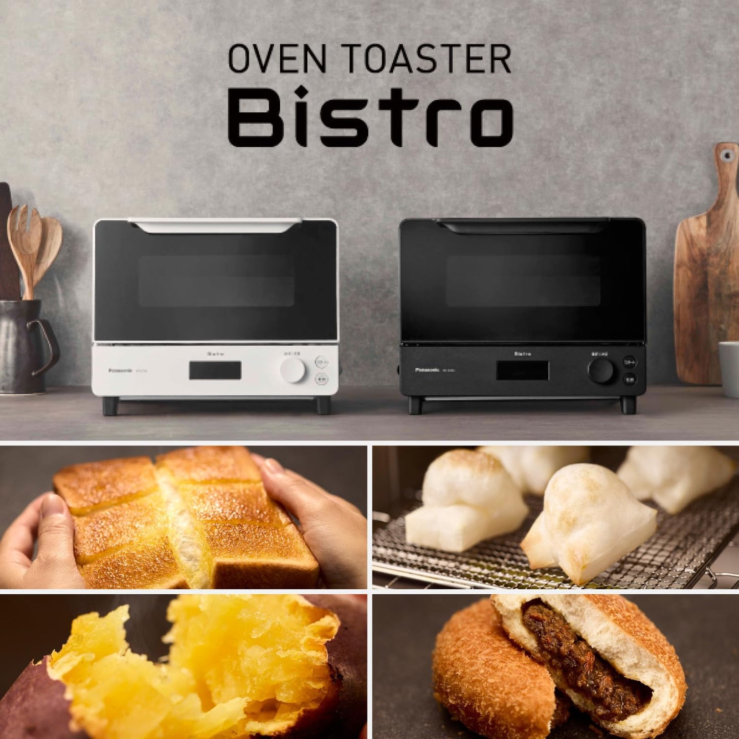 【Featured on TV!】 Panasonic Toaster Oven Bistro 8-level temperature control Oven cooking baked sweet potato NT-D700-K