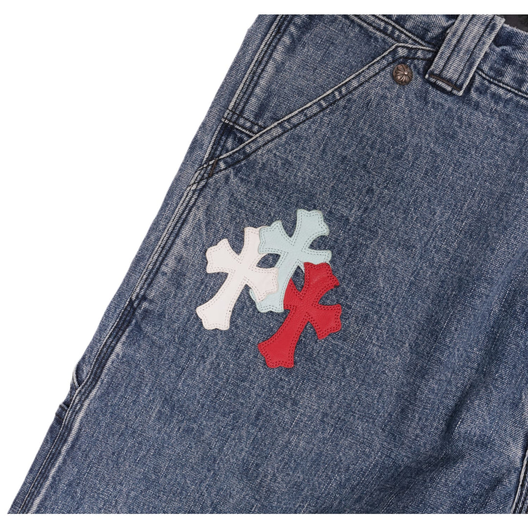 CHROME HEARTS RED/WHITE/BLUE '18 PATCH' CARPENTER JEAN