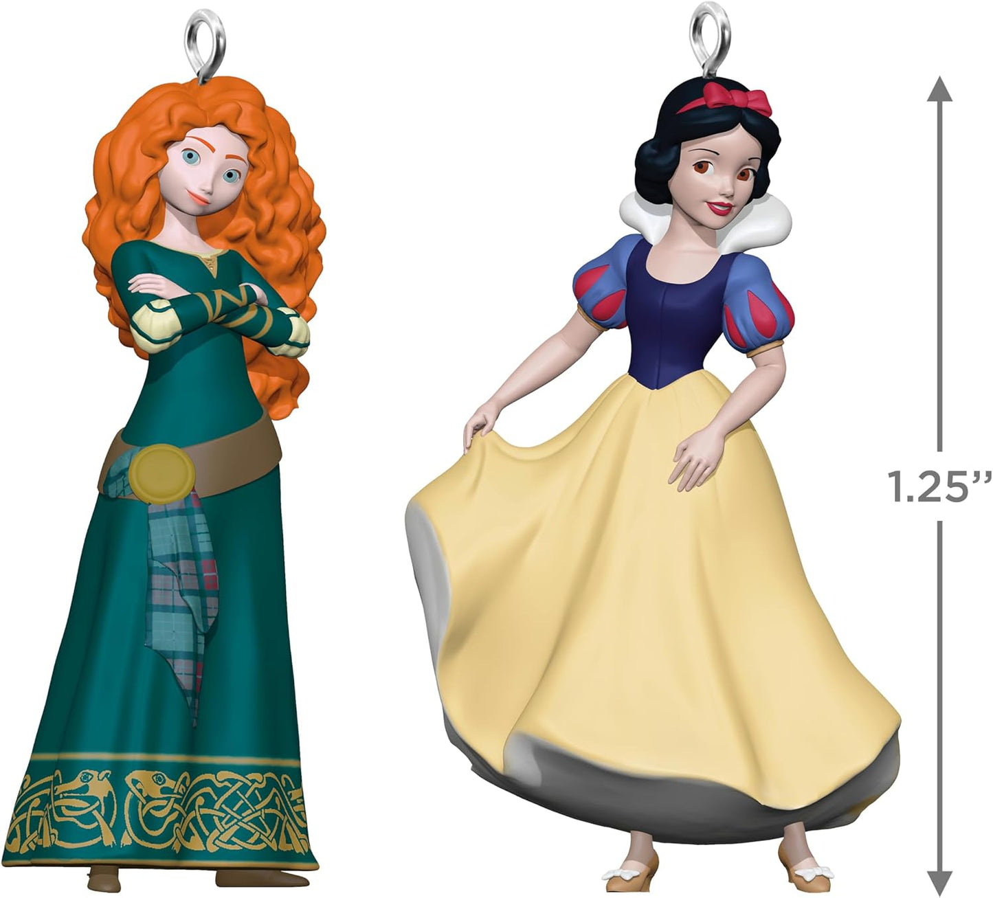 Hallmark Keepsake Disney Princess - Mini adornos de Navidad 2024, Mérida y blanco nieve, juego de 2