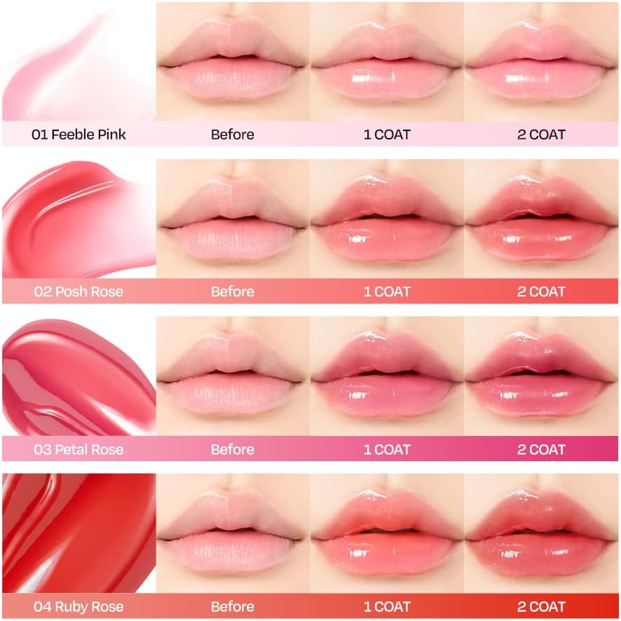 d'Alba Official Dalba Plumping Lip Gloomid Volumizer (Petal Rose), Moisturizing Lip Gloss, Colored Hypoallergenic, Lip Plumper