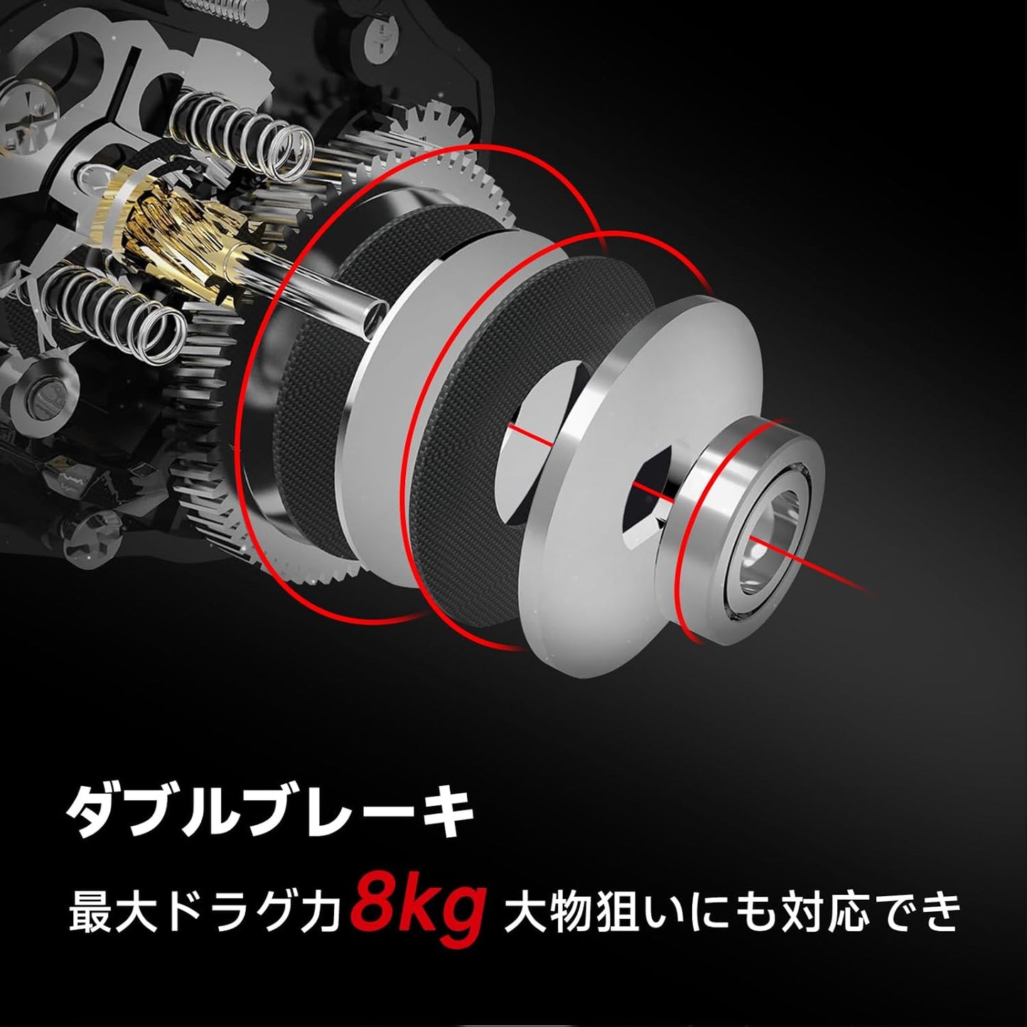 SANLIKE Bait Reel, Bi-Axis Reel, Sea Reel, Super Strong Magnetic Brake, Aluminum Spool, Gear Ratio, 6.3:1, Drag Force, 17.7 lbs (8 kg), Bass Fishing, Lightweight, Handle, For Both Saltwater and