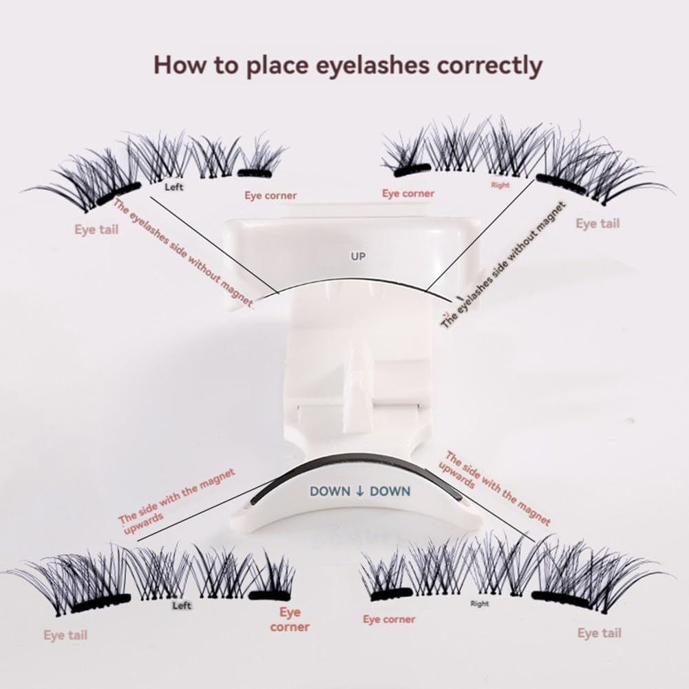 Magnetic False Eyelashes, Magnetic Eyelashes, Natural, No Glue Required, Magnetic, Reusable, Lightweight, Luxury Fiber, Soft, 3D False Eyelashes, Long Lasting, Waterproof, Sweatproof, Portable, Makeup