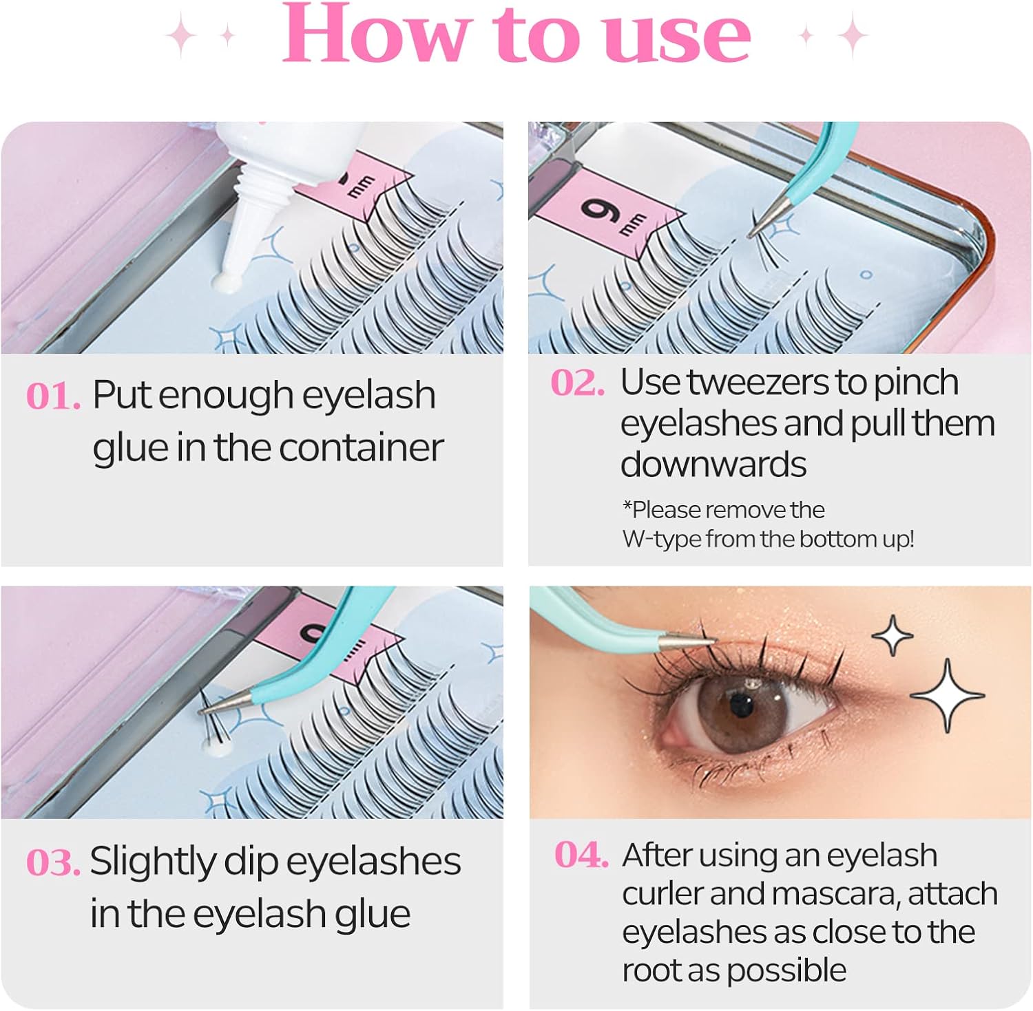 CCAMBBAK Idol False Eyelashes Partial Eyelash Eyelash Extensions Semi-Permanent Eyelash Type Matsueku Self False Eyelashes Natural, Popular, DIY, 0.3 - 0.4 inches (9 - 11 mm) (W Type 9-11 mm Mix