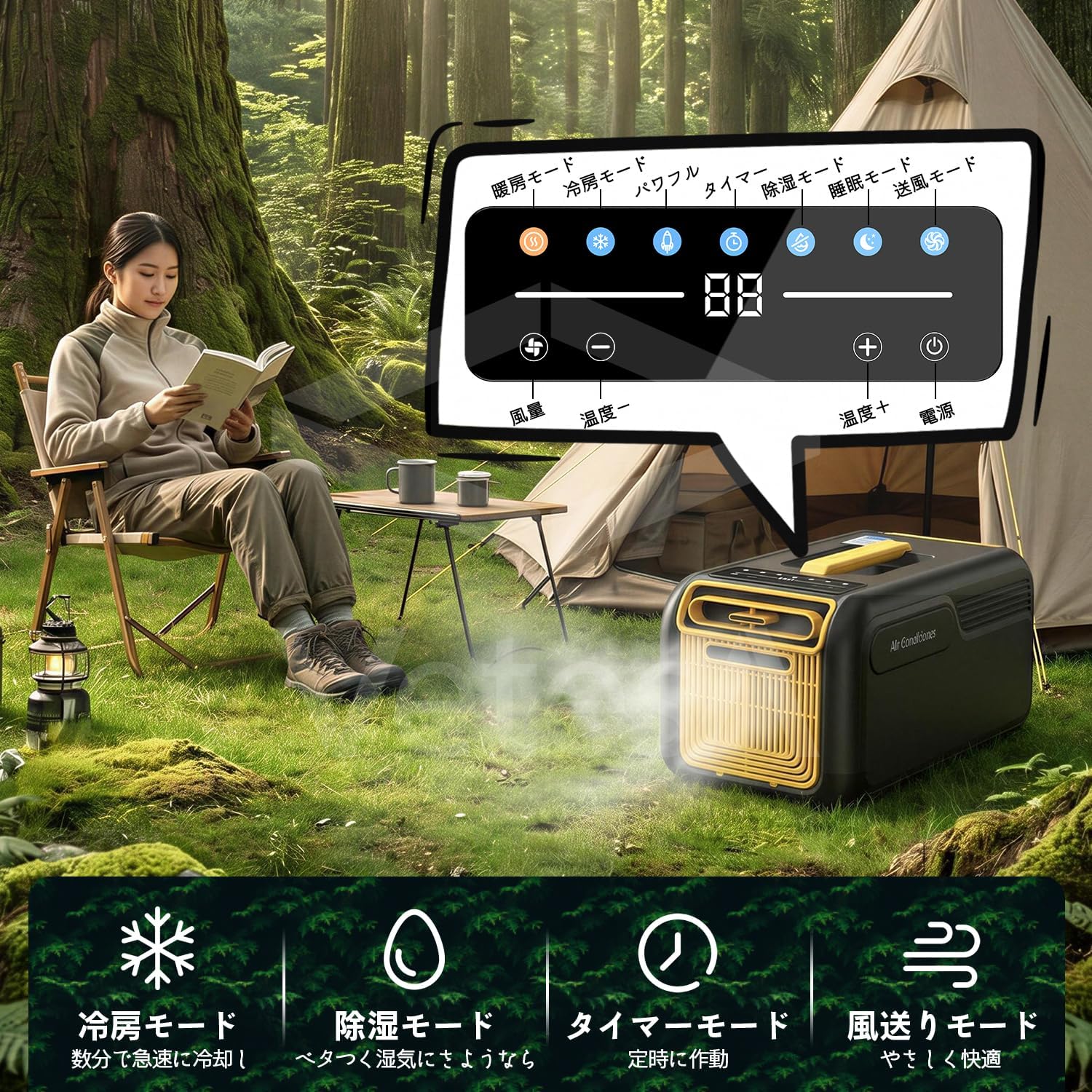 VETESA Portable Air Conditioner 4700BTU (Compatible with Cooling and Heating, Dehumidification Function), Supports up to 13 sq ft (13 tatami mats), 2026 New Model, Rapid Air Conditioning, No