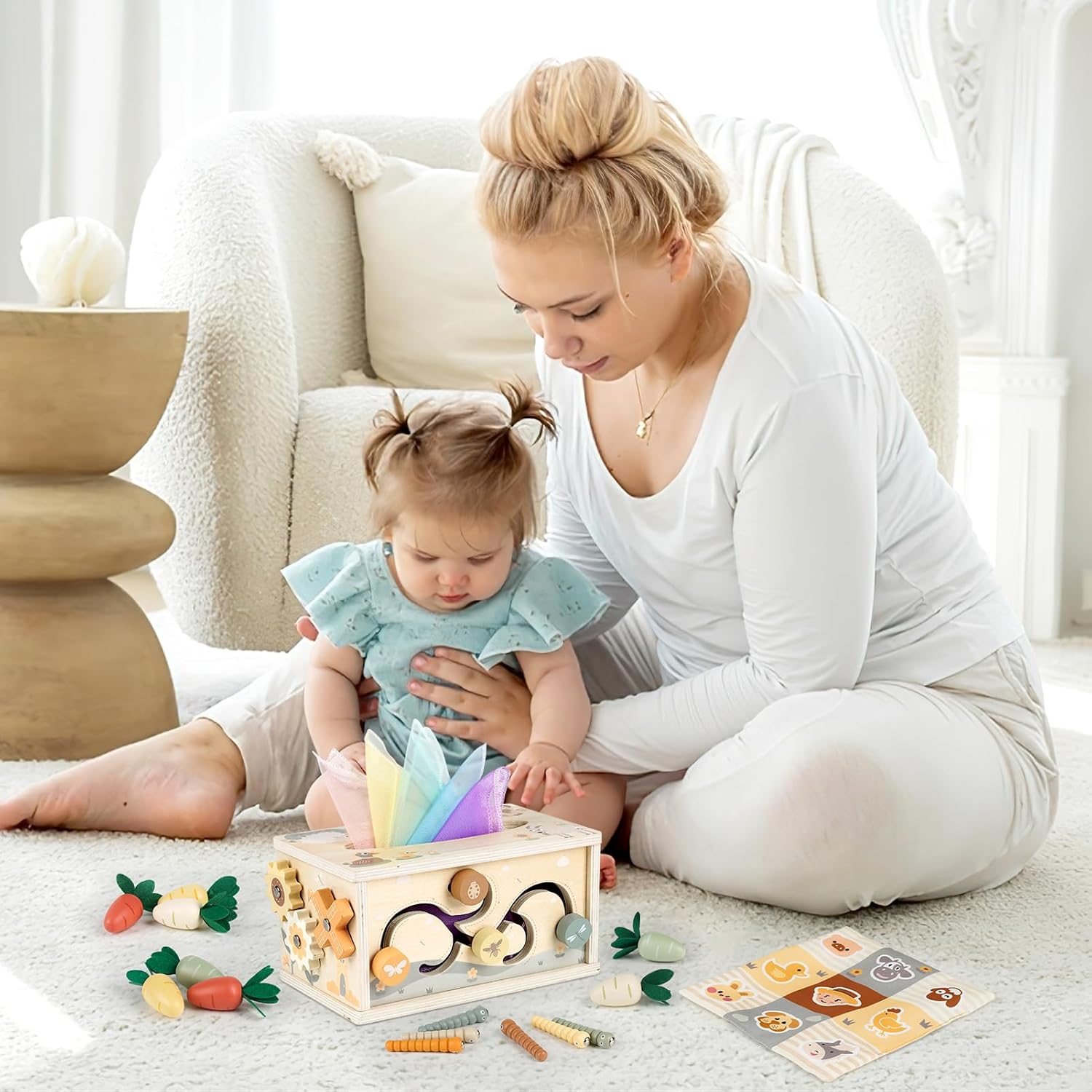 Vanplay Montessori Educational Toy for Boys and Girls, Wooden Toy for 1, 2, 3 Year Olds, Birthday Present, Montessori Teaching Aid, Educational Clock, Finger Development, Early Development, Finger