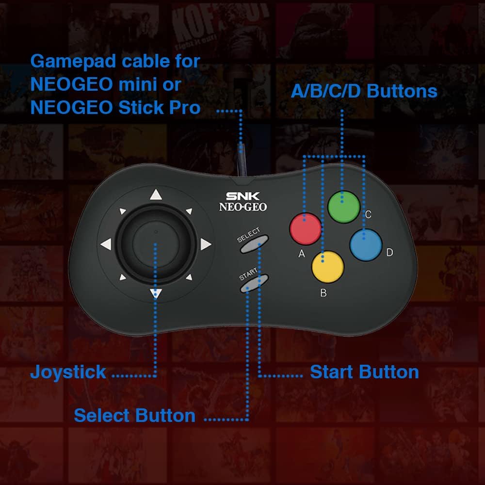 NEOGEO Mini PAD - 黒 NEO GEO Mini/NEO-GEO Arcade Stick Pro用 SNKクラシック有線ゲームコントローラ