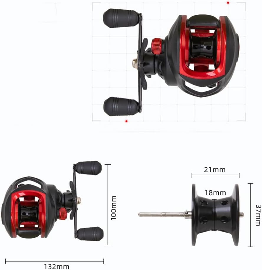 Bait Reel, Left/Right Handle, Maximum Drag Force, 17.7 lbs (8 kg), Gear Ratio, 7.2:1, Lightweight, For Saltwater Fishing, Freshwater Fishing, For Beginners