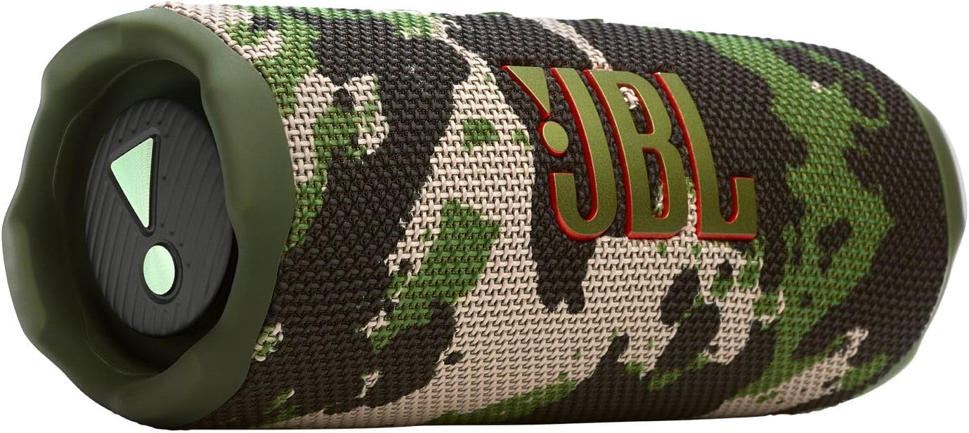JBL Flip 7, Portable Speaker, Bluetooth Compatible, IP68 Dustproof, Waterproof, USB-C, App Compatible, Lanyard and Carabiner Included, AURA CAST Multi-Speaker Connection, Squad, JBLFLIP7SQUAD