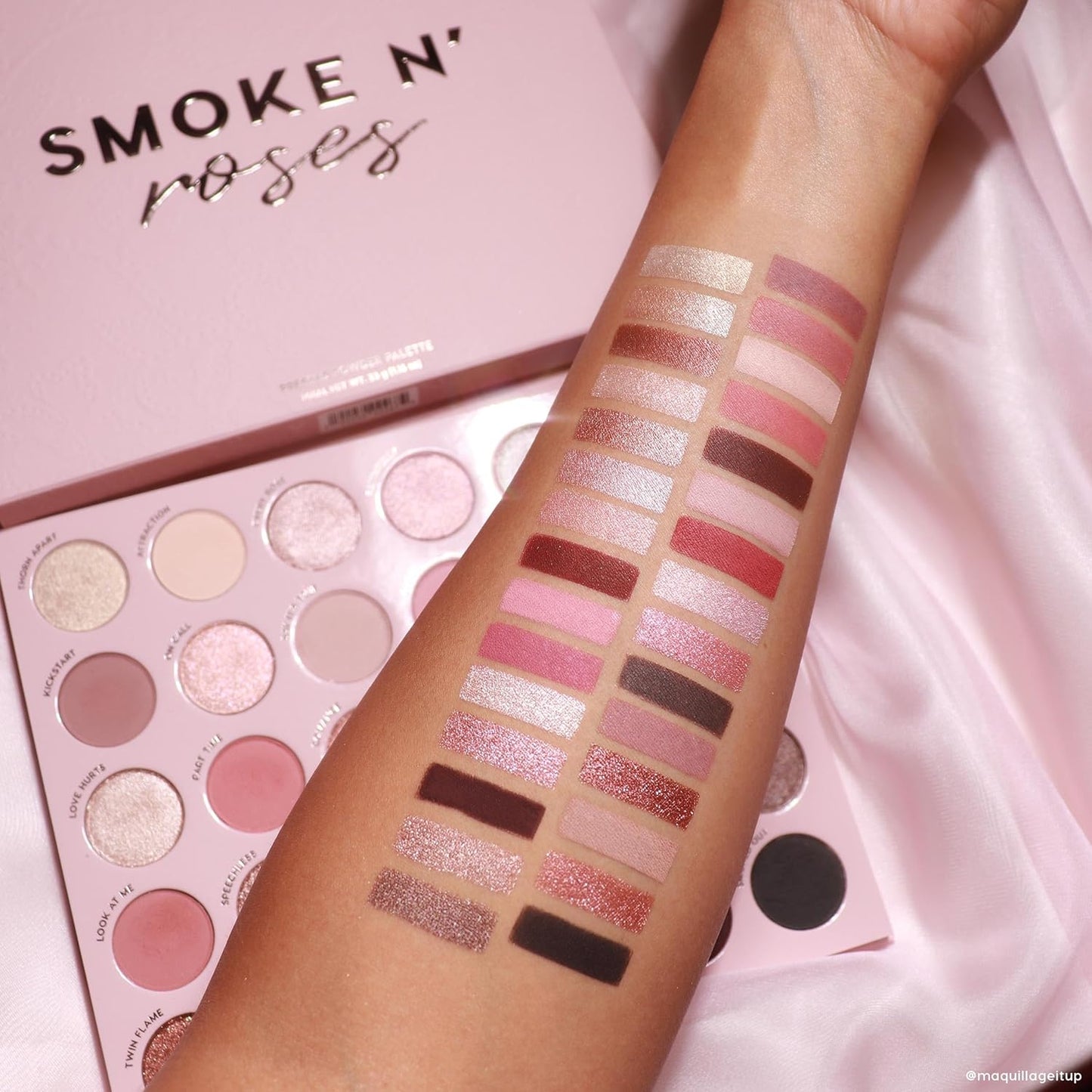 ColourPop Smoke N Roses Paleta de sombras de ojos, tonos rosey y ahumados con acabados metálicos y mate, maquillaje de ojos de alto pigmento con una fórmula de larga duración (1.16 onzas)