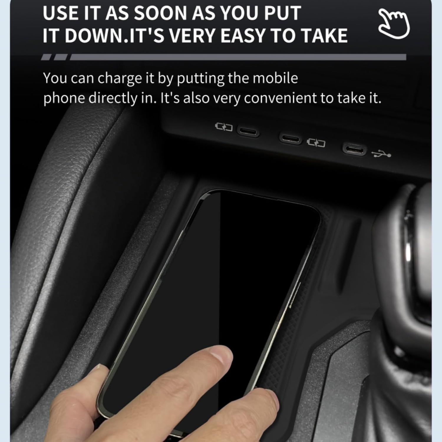 LUCKEASY 2024 Toyota Land Cruiser 250 Rankle 250 ZX Exclusive Wireless Charging Mat, Simply Place Charging, Rubber Mat, TRJ250W/GDJ250W Type, Center Console, Silicone Smartphone, Mat Rankle 250