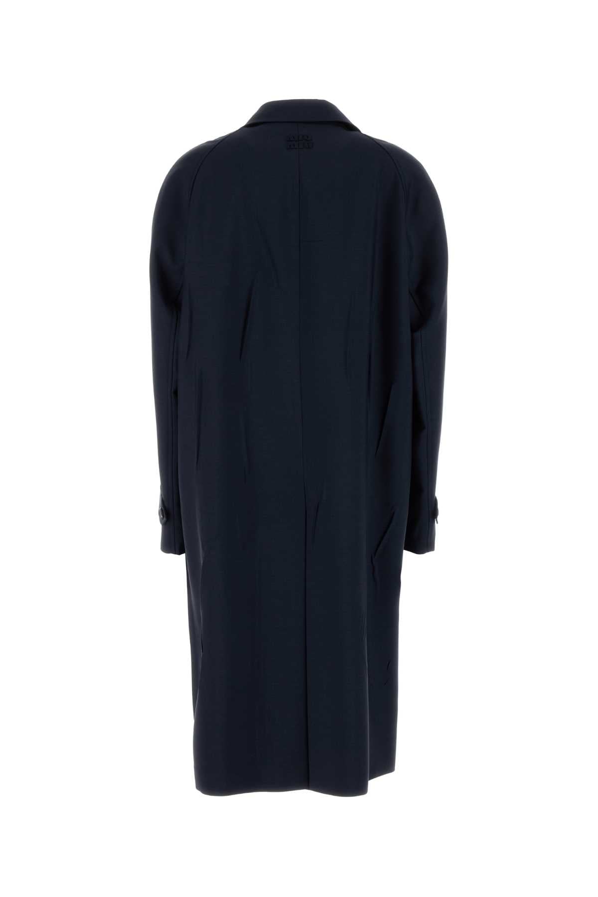 Miu Miu Miu Navy Blue Mohairブレンド特大のオーバーコート - Image 5