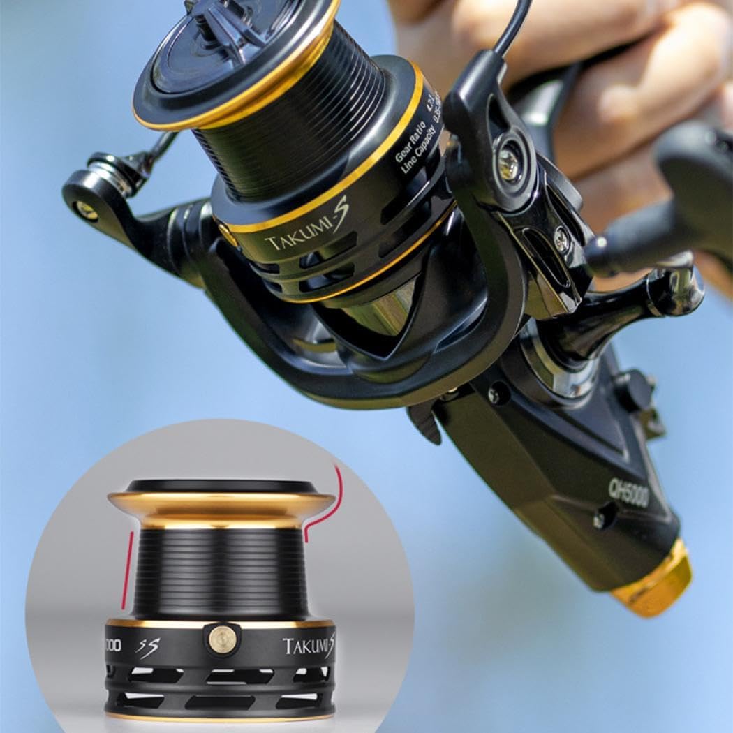 Spinning Reel Rear Drag, Front and Rear Beginner, Practice, Left/Right Interchange, Smooth Rotation, Bearings 4+1, 22.0 lbs (10 kg) / 26.5 lbs (12 kg), Distance Toss, Lightweight, Strong Drag,