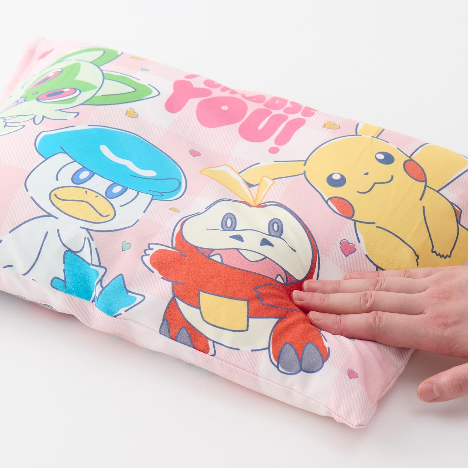 MORiPiLO Kids Pillow, Low Profile, Pokemon Pikachu Heart, Pink, Approximately 11 x 15.4 inches (28 x 39 cm), Skin-friendly 100% Cotton Fabric, Washable, Cover Included, Plush Toy Cushion, Character
