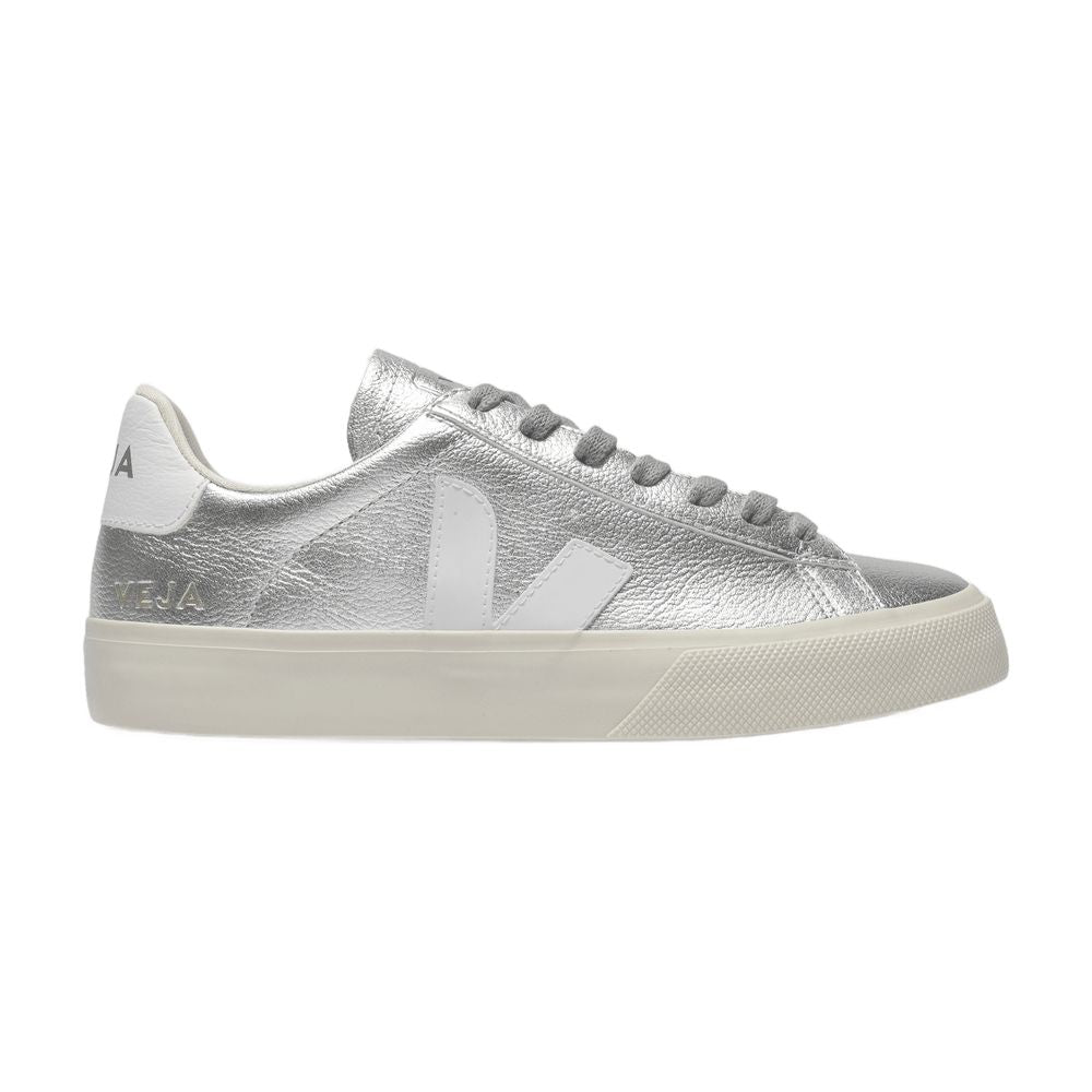 Veja 銀と白のクロムフリーレザーのカンポスニーカー - Image 5