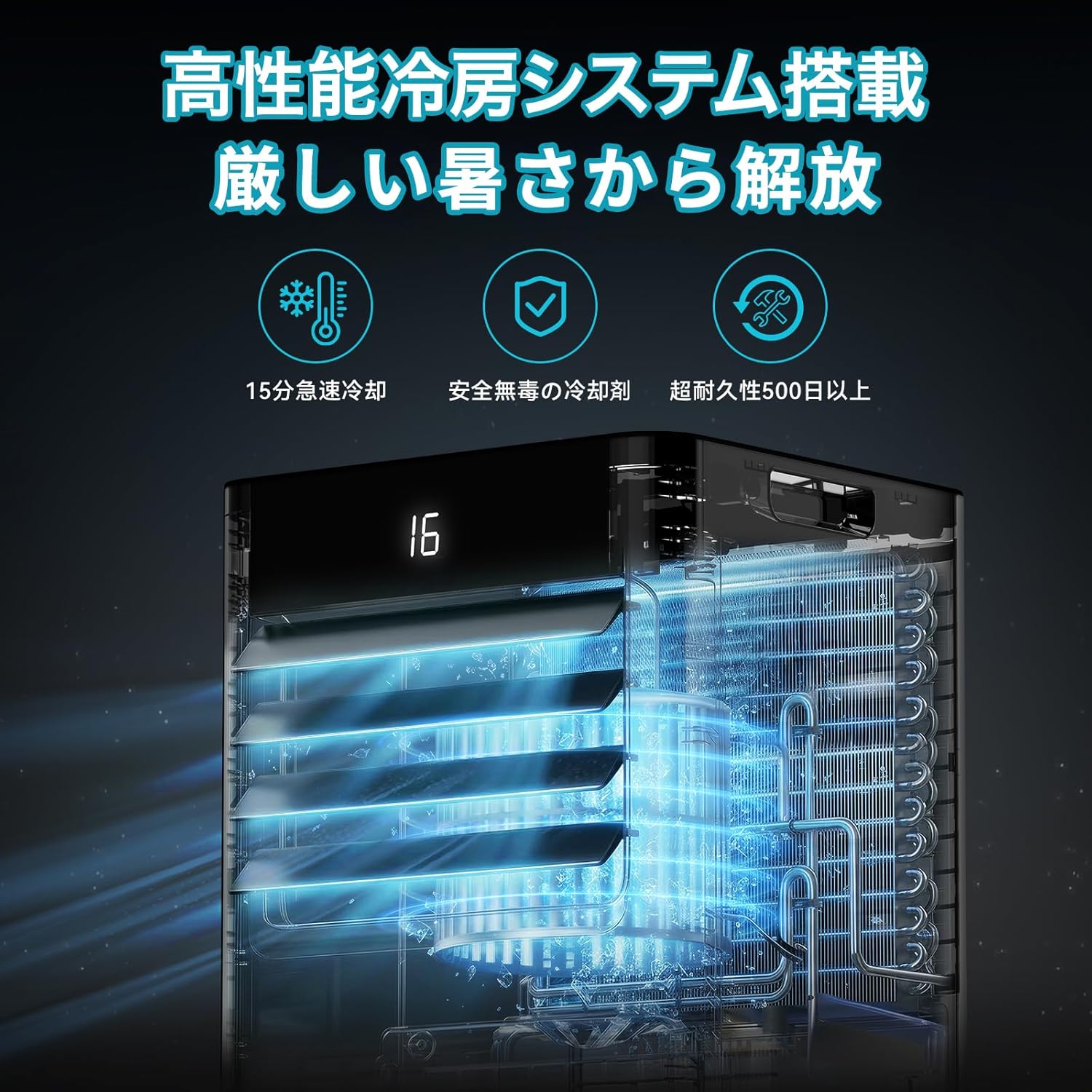 EUHOMY 2026 Model, Rapid Cooling for 15 Minutes, Spot Cooler, 2.6 kW, Home Use, Portable Cooler, No Construction Required, 18.2 to 10 sq ft (8 to 10 tatami), Cooling/Dehumidifiing/Blowing, 2 Levels of