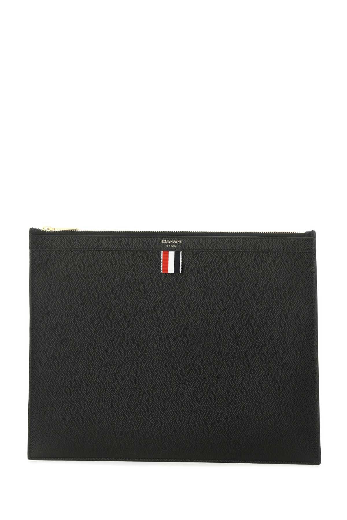Thom トムブラウンブラックレザードキュメントケース - Image 5