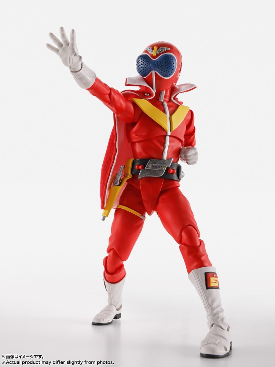 TAMASHII NATIONS S.H. Figuarts (True Bone Carving Process), Secret Sentai Goranger, Akaranger, Super Sentai 50th Anniversary Version, Approx. 5.7 inches (145 mm), PVC & ABS & Fabric, Painted Action