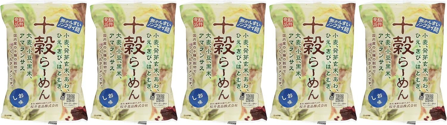 Muso Sakurai Foods Ten Grain Ramen and Shiomi Flavor, 3.3 oz (87 g) x 5 Bags